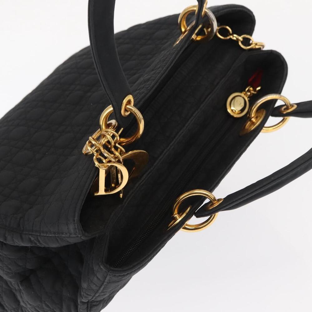 Christian Dior Lady Dior Canage Hand Bag Nylon Black Gold Auth bs32111 - Picture 6 of 16